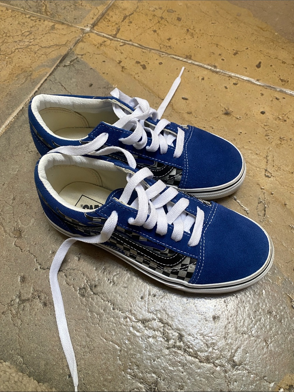 Vans Kids Royal Blue Checkerboard Old Skool Sneakers